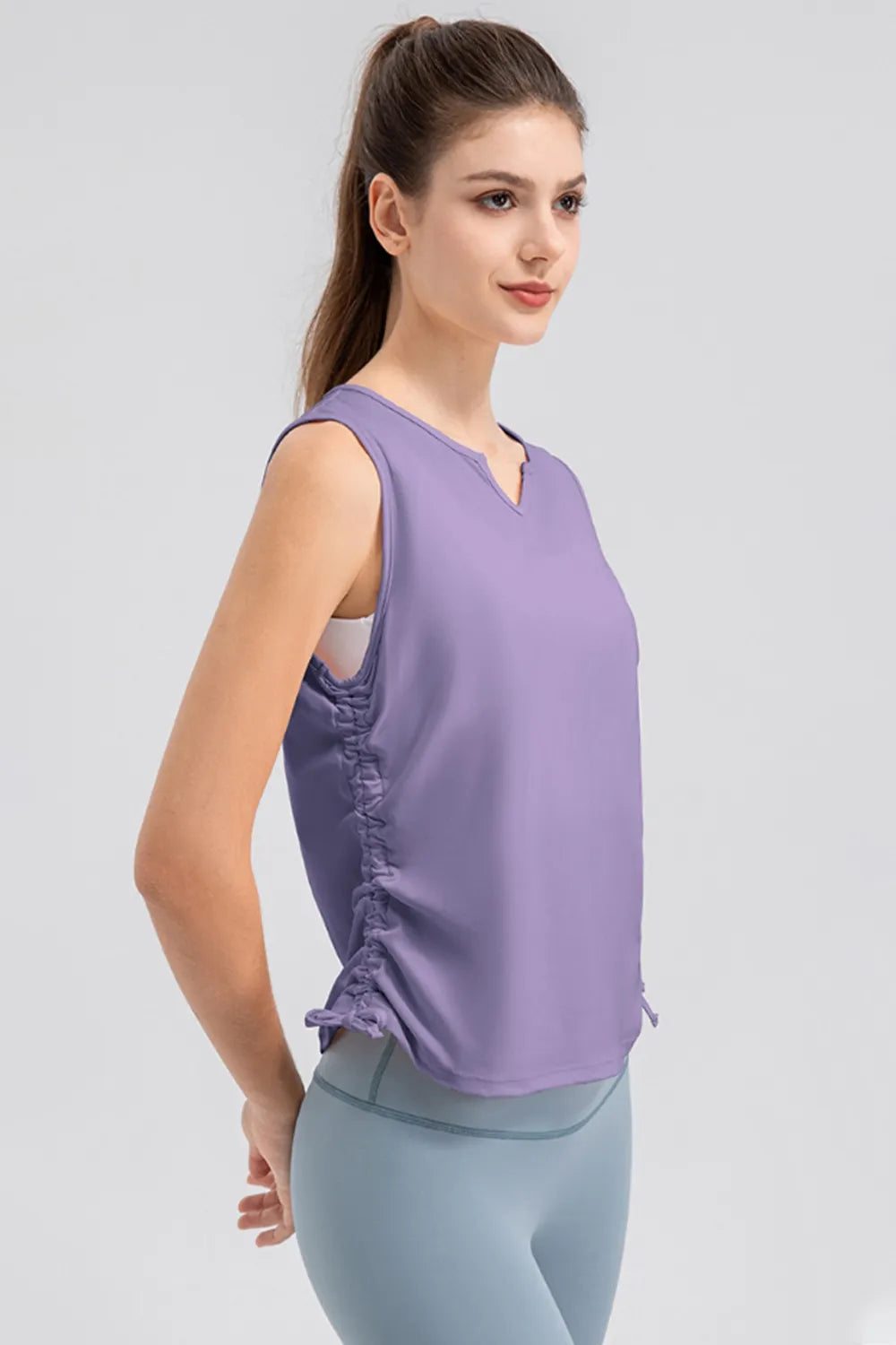 Notched Wide Strap Active Tank - Lilixa.store
