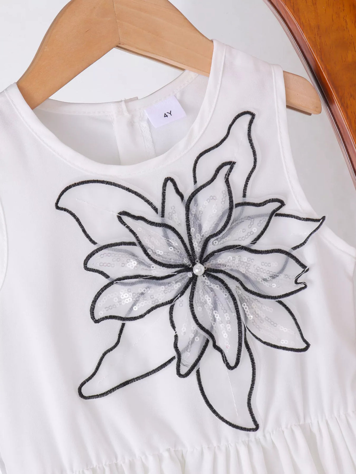Children's Sequin Flower Sleeveless Dress - Lilixa.store
