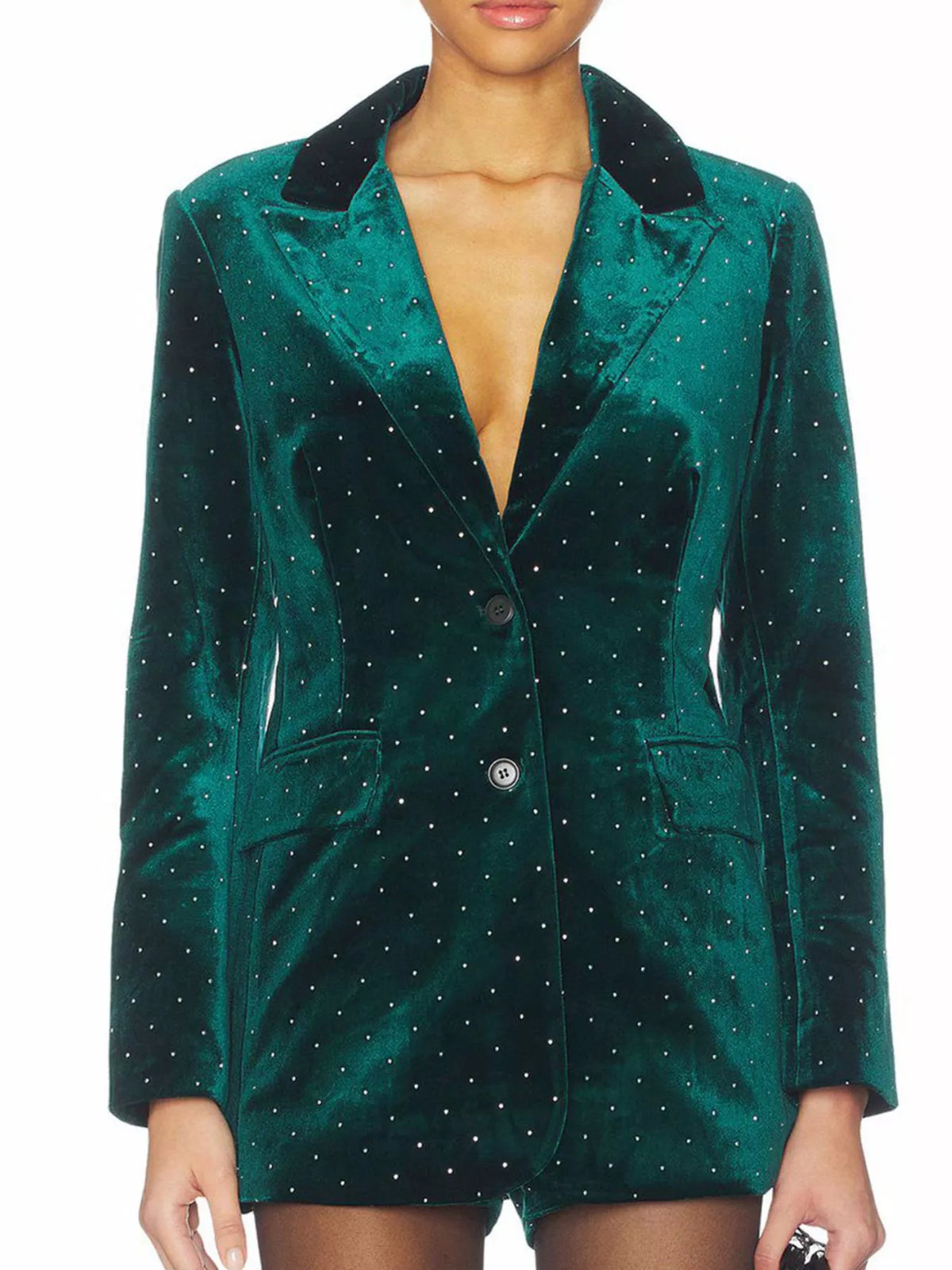 Rhinestone Embellished Single-Breasted Blazer, view 3