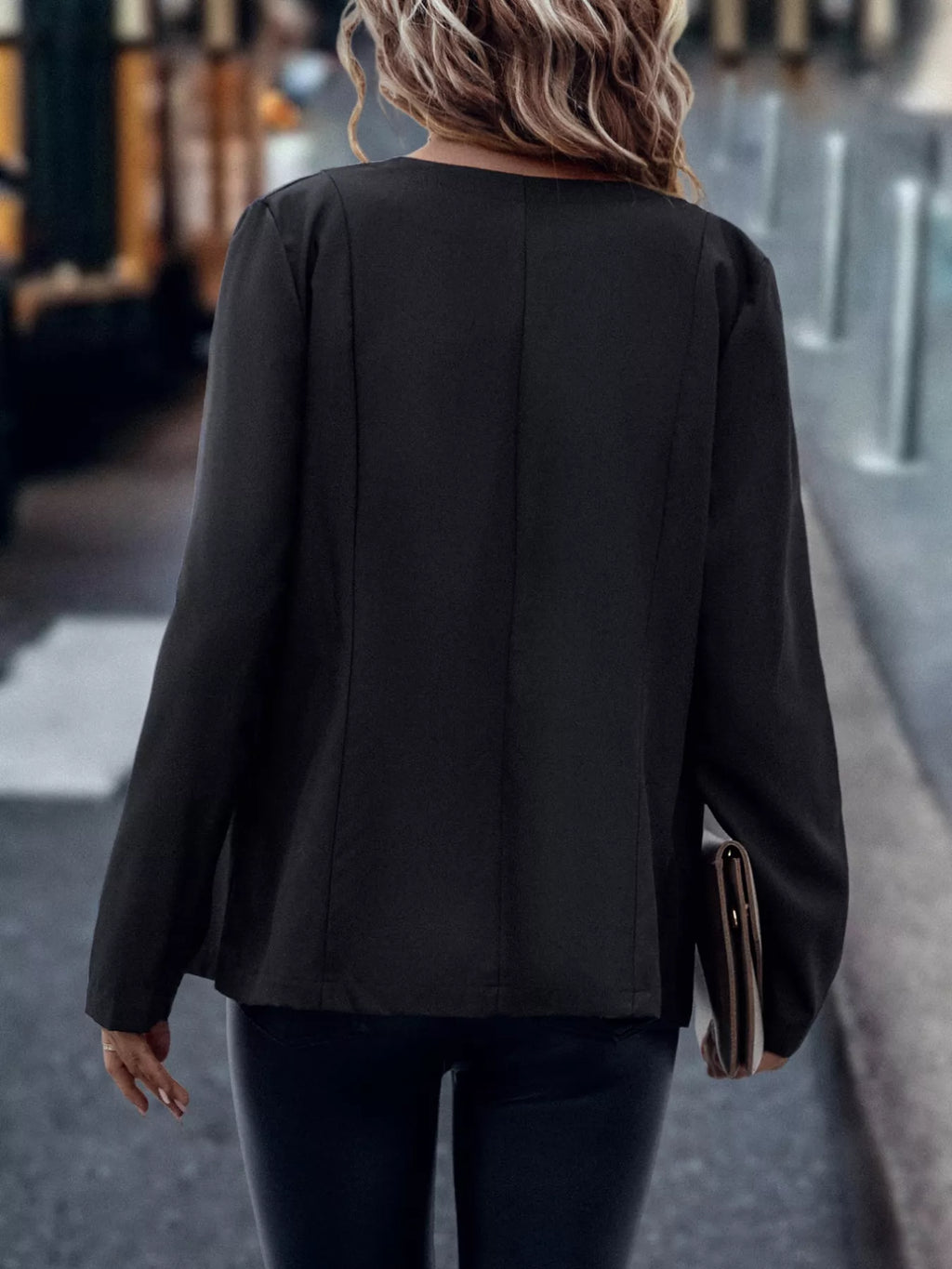 Solid Color Long Sleeve Outerwear - Lilixa.store