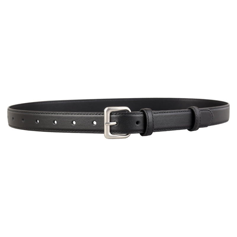 Classic Leather Belt with Silver Buckle - Lilixa.store