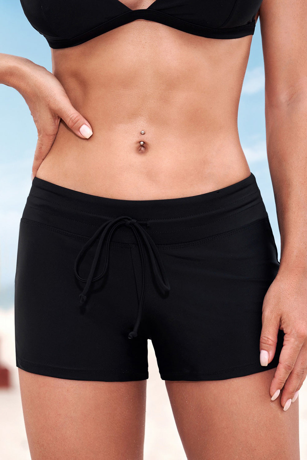 Full Size Run Contrast Drawstring Swim Bottoms - Lilixa.store