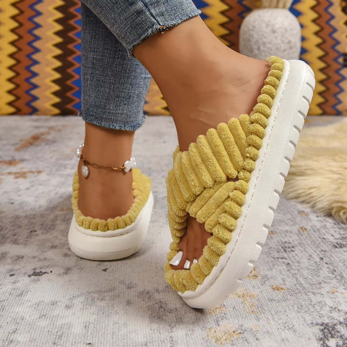 Crisscross Open Toe Platform Slippers - Lilixa.store