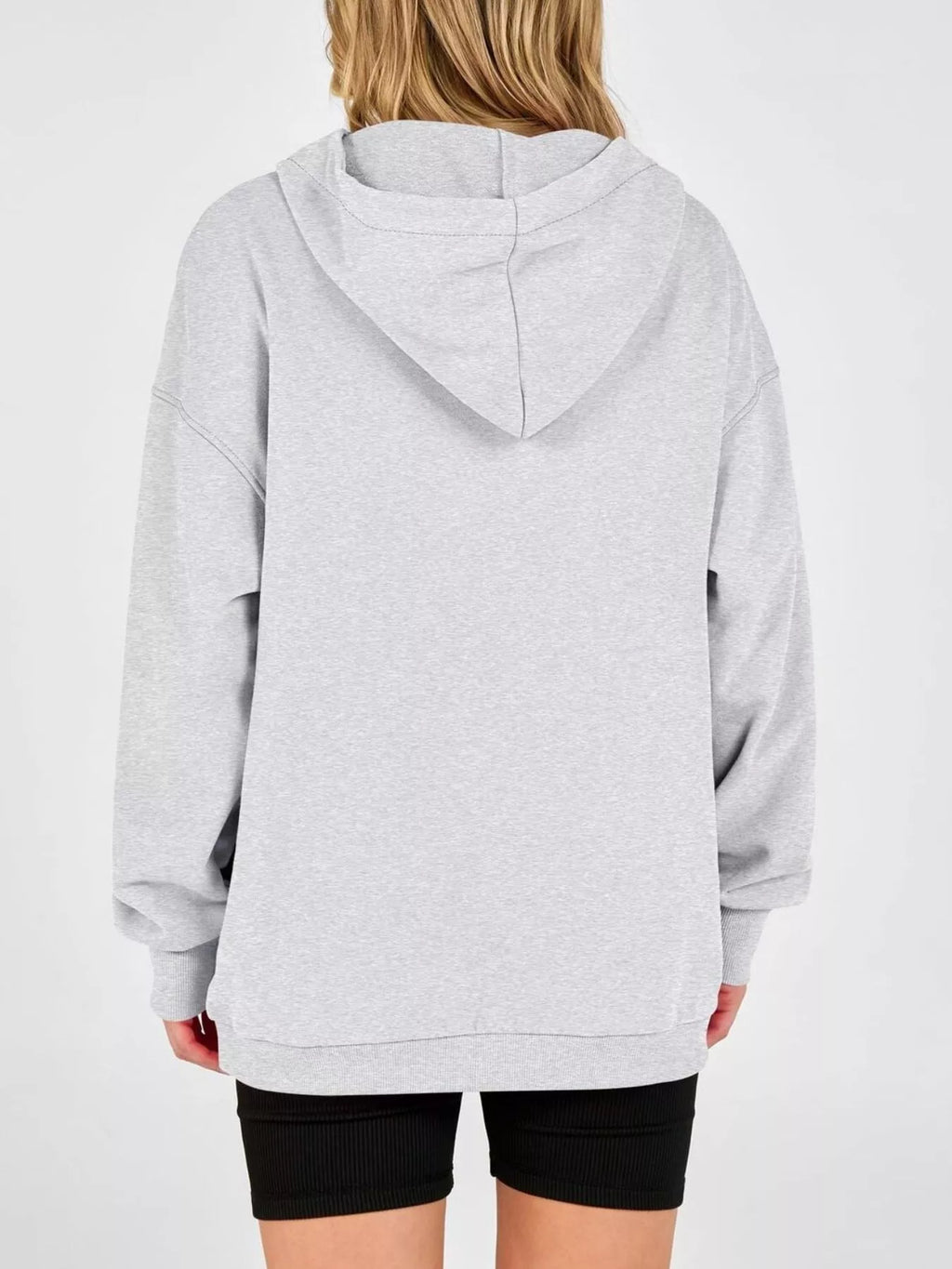 Half Snap Dropped Shoulder Hoodie - Lilixa.store