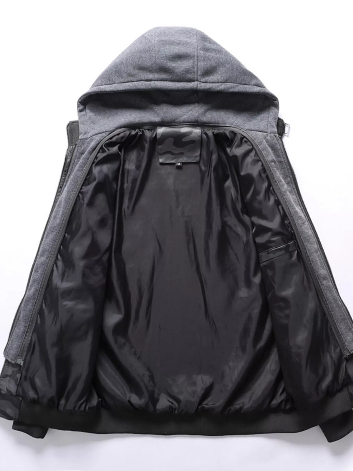 Men's Full Size Camouflage Hooded Faux Leather Jacket Plus Size - Lilixa.store