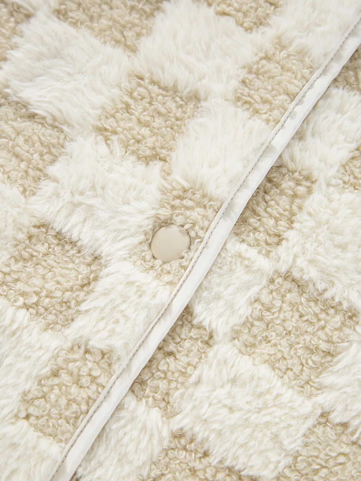 Sherpa Checkerboard Snap Button Vest Coat with Pocket - Lilixa.store