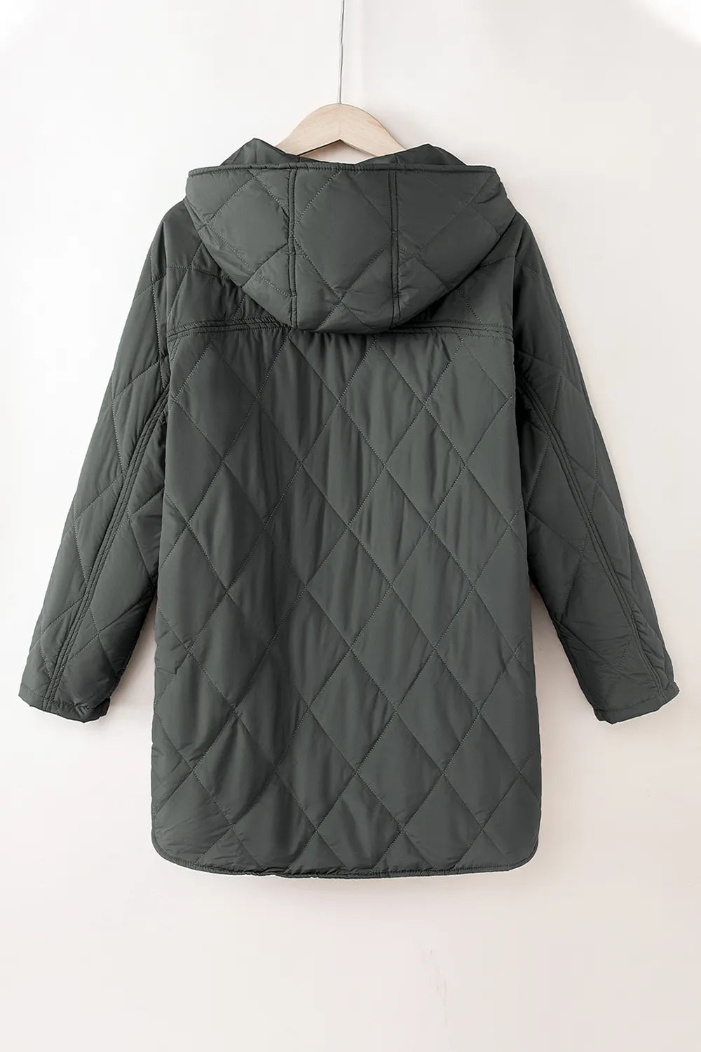 Snap Down Long Sleeve Quilted Winter Coat - Lilixa.store