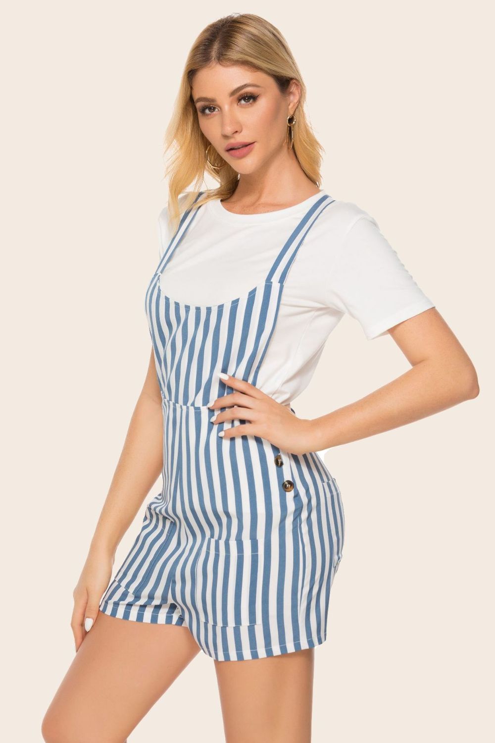 Striped Scoop Neck Romper - Lilixa.store