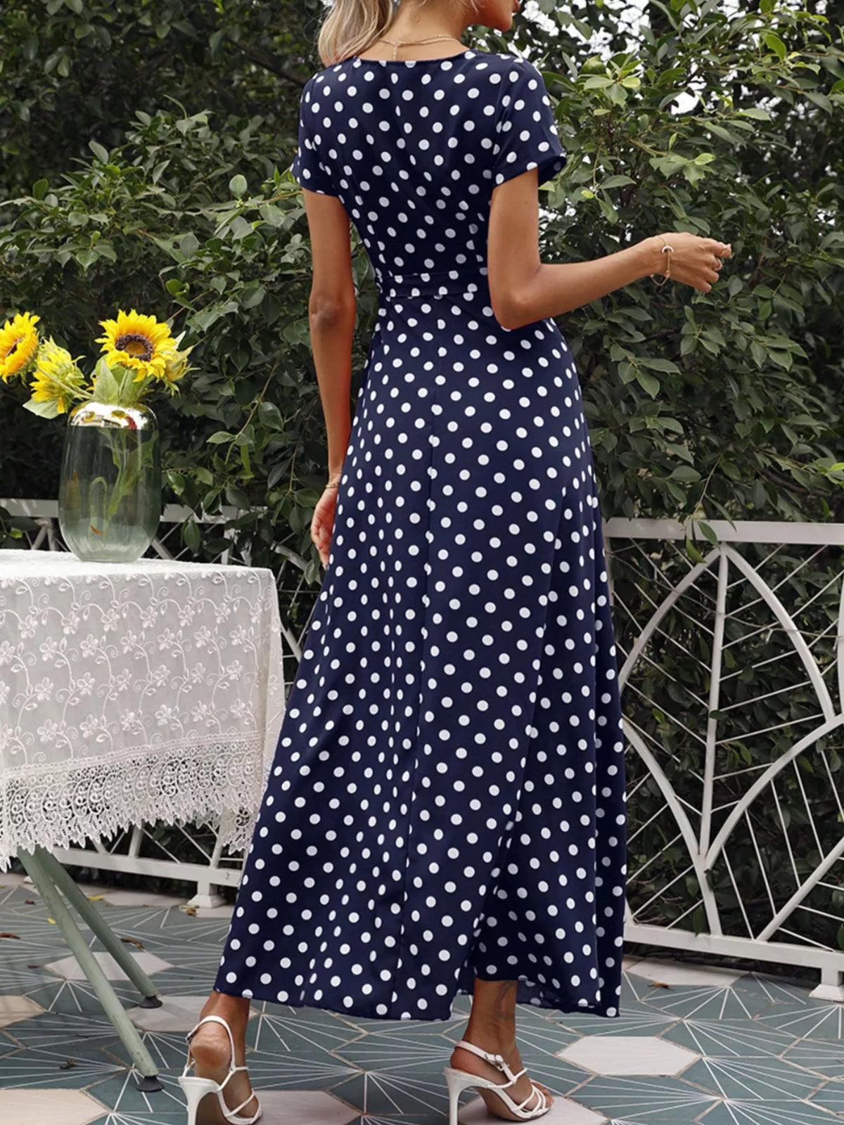 Polka Dot Wrap Maxi Dress, view 9