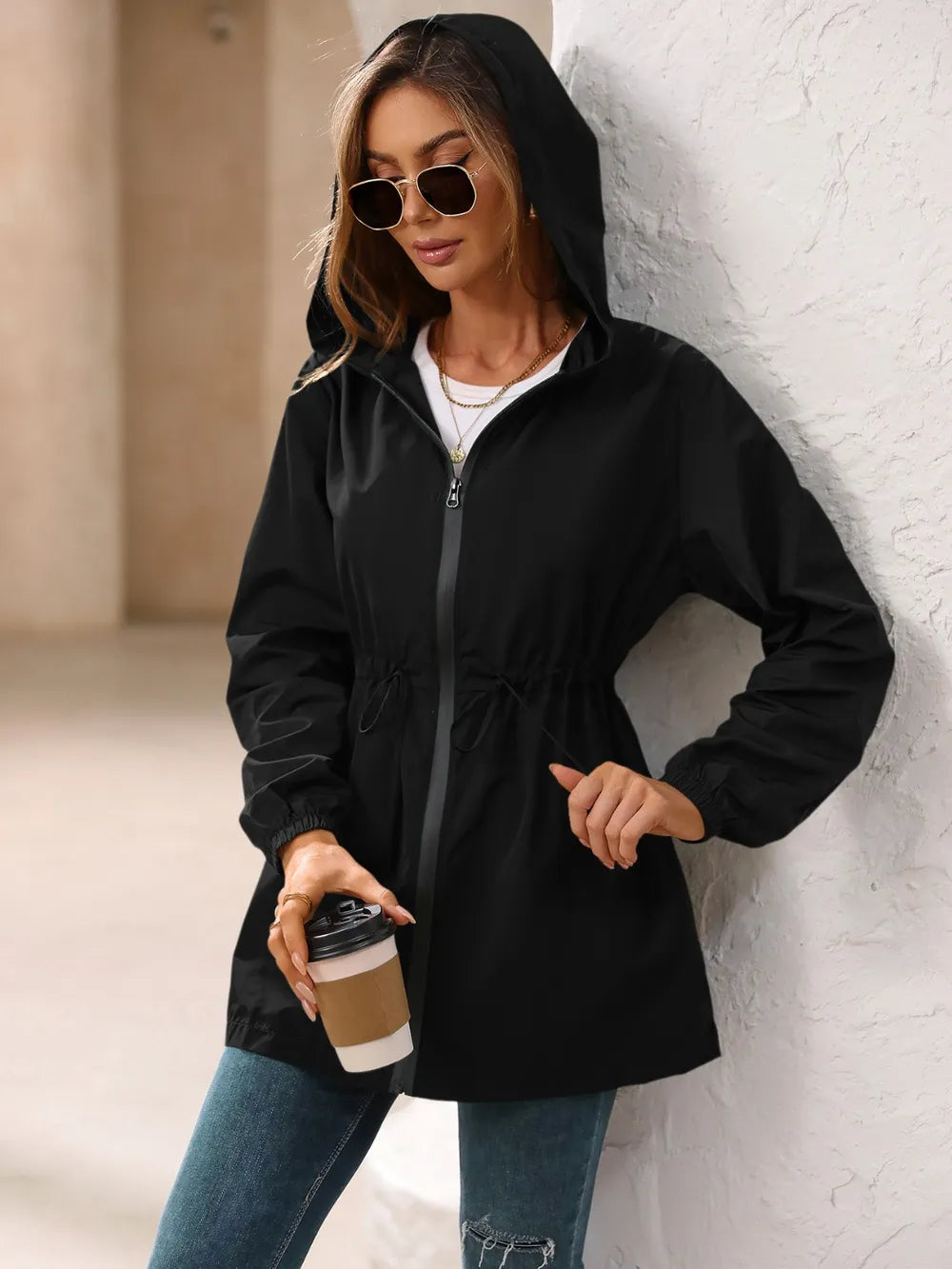 Ivy Lane Outdoor Waterproof Long Sleeve Hooded Windbreaker, view 16