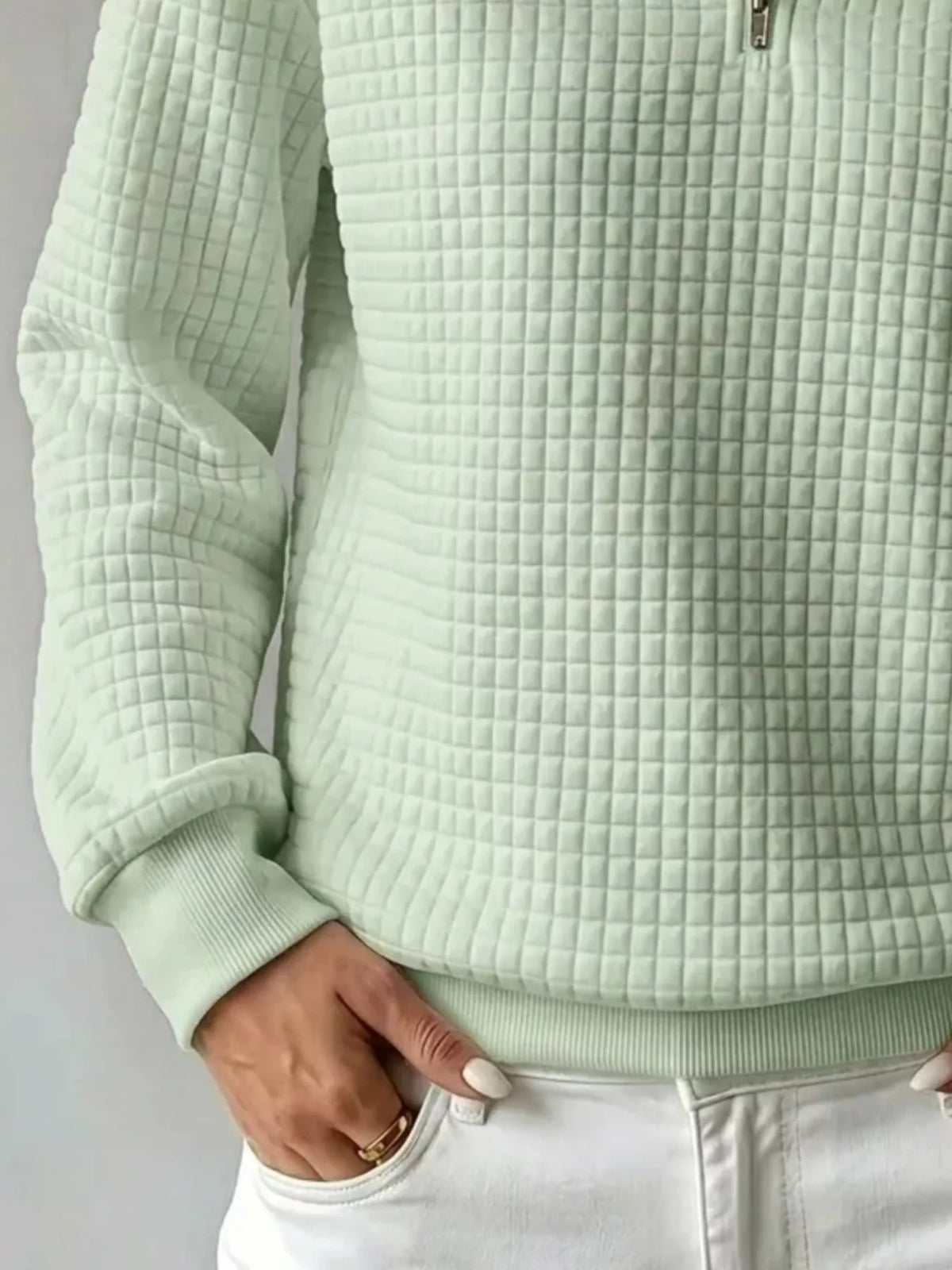 Waffle Knit Quarter-Zip Sweatshirt