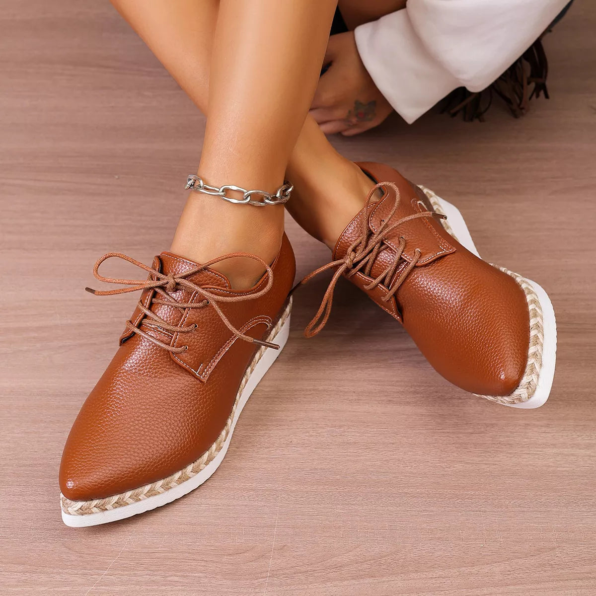 Point Toe Lace Up Sneakers - Lilixa.store