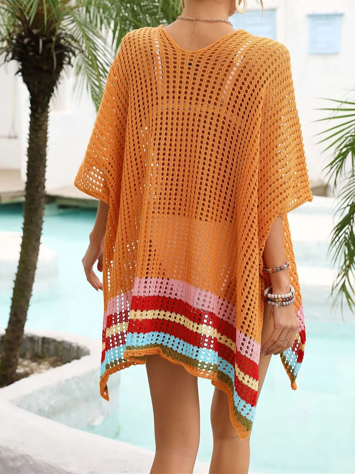 Crochet V-Neck Cover-Up Dress - Lilixa.store