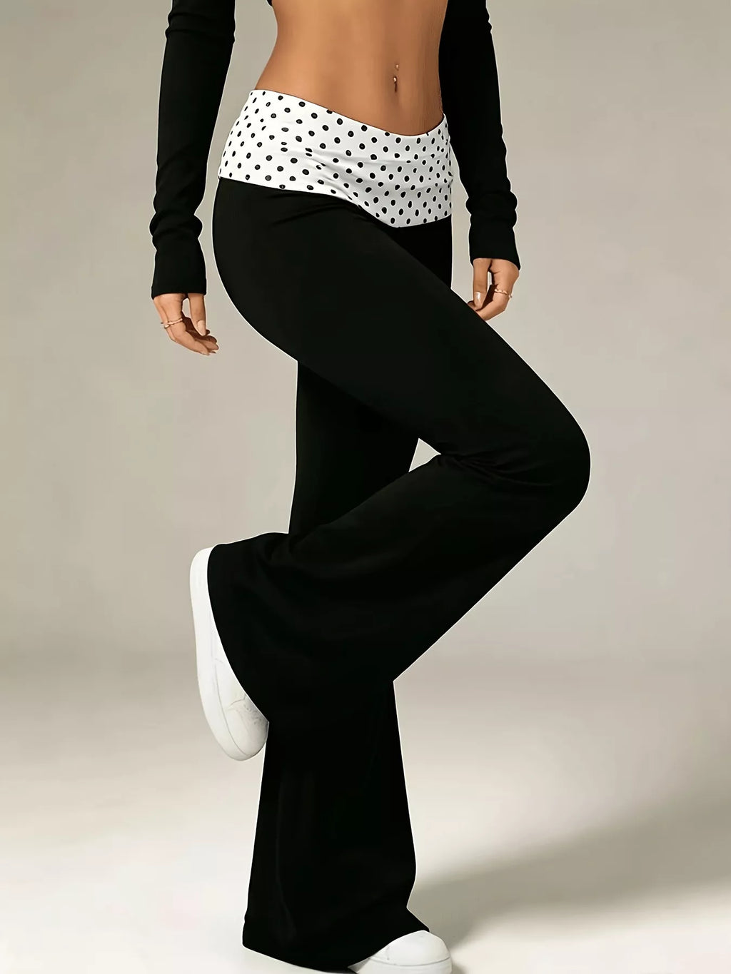 High-Waisted Polka Dot Flare Pants - Lilixa.store