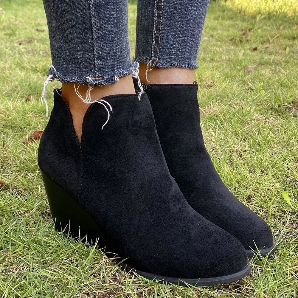 Side Zipper Wedge Boots, view 2