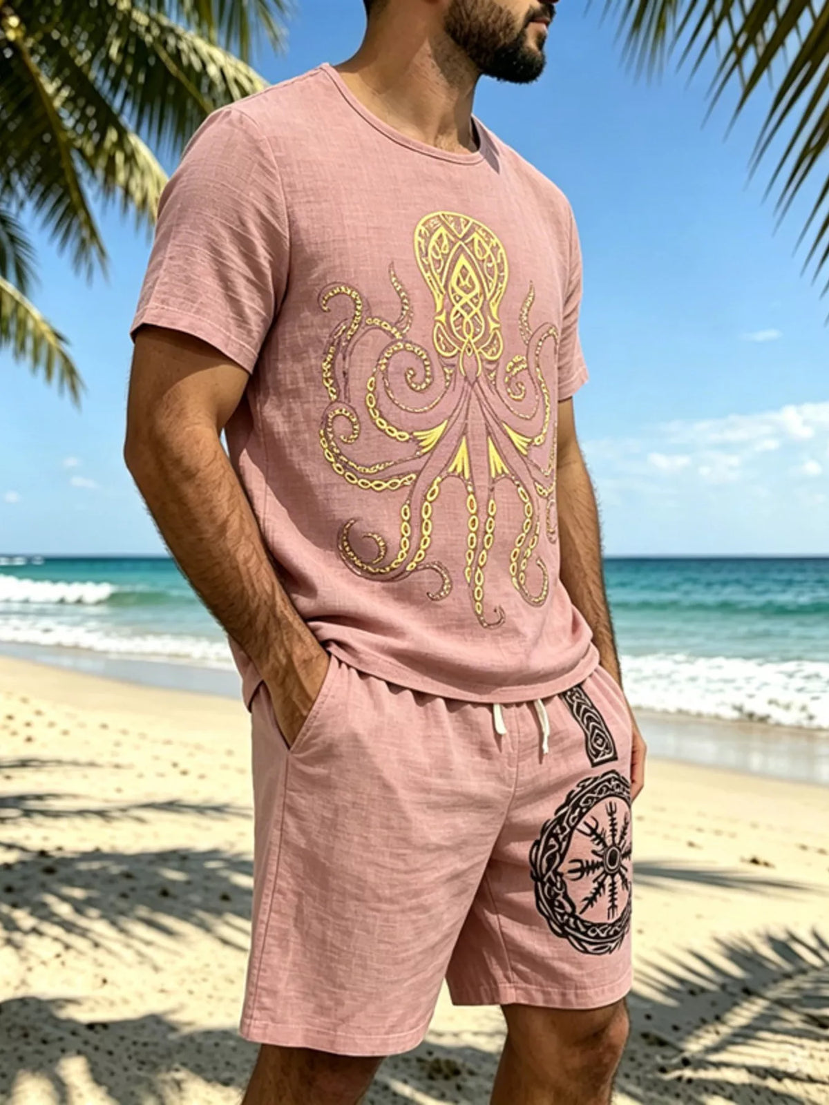 Men's Full Size Round Neck Tee and Shorts Set Plus Size - Lilixa.store