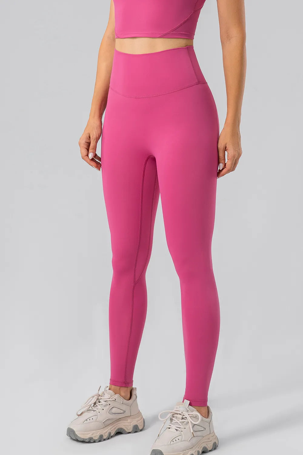 High Waist Wide Waistband Active Leggings in Hot Pink
