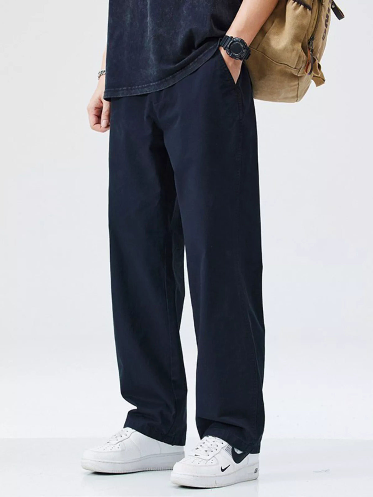 Men's Full Size Casual Loose Fit Carpenter Pants Plus Size in Dark Navy