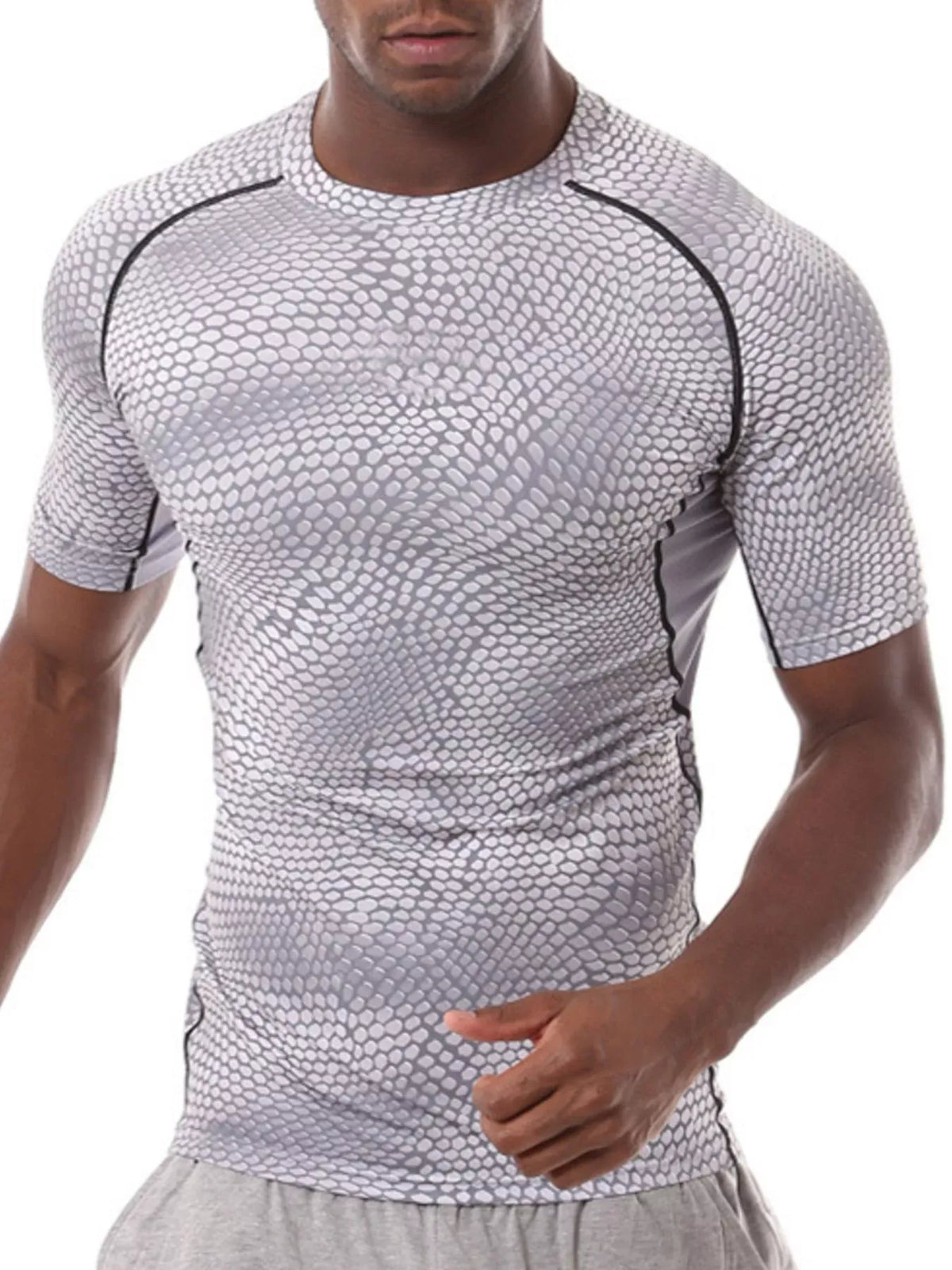 Lilixa Men's Tops Men's Compression Fit Snake Print Active T-Shirt Men's Compression Fit Snake Print Active T-Shirt
