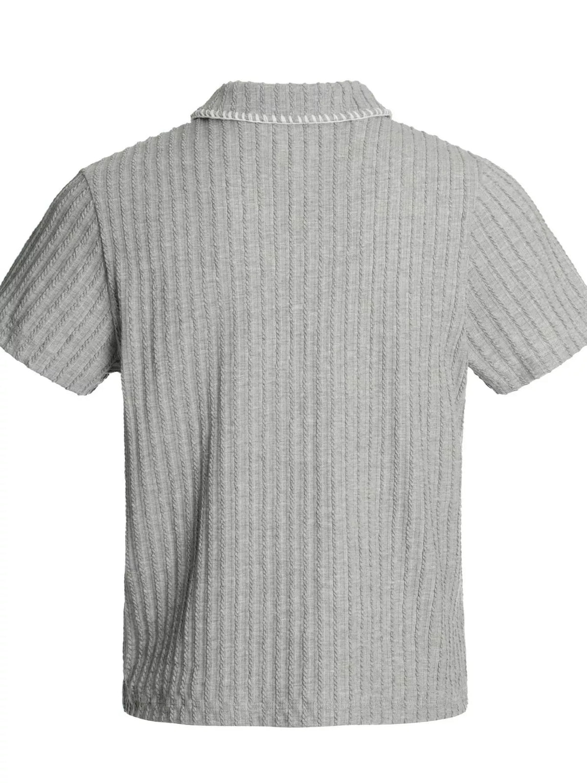 Lilixa Men's Tops Men's Ribbed Knit Polo with Contrast Stitching Men's Ribbed Knit Polo with Contrast Stitching