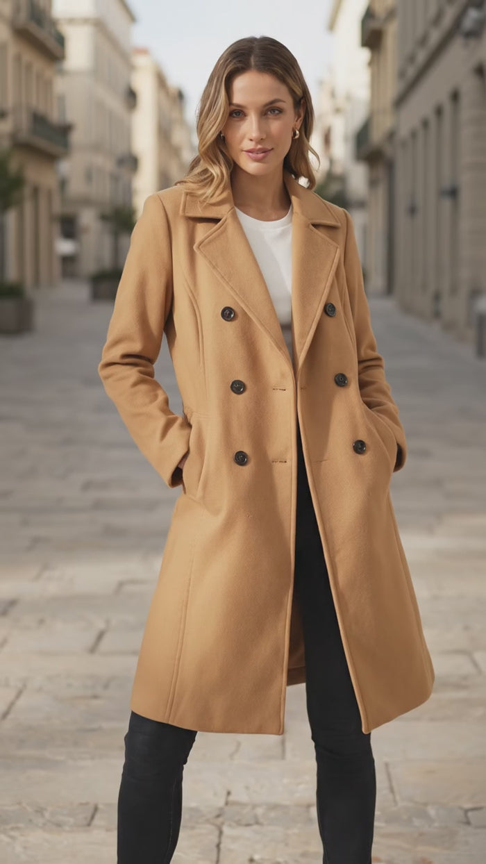 Full Size Double-Breasted Lapel Collar Coat Plus Size | Double-Breasted Lapel Collar Coat Plus Size | Lilixa